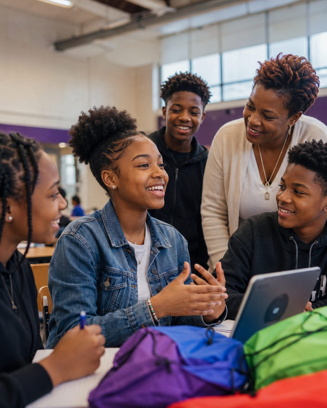 Mentor guiding youth through creative and STEM activities